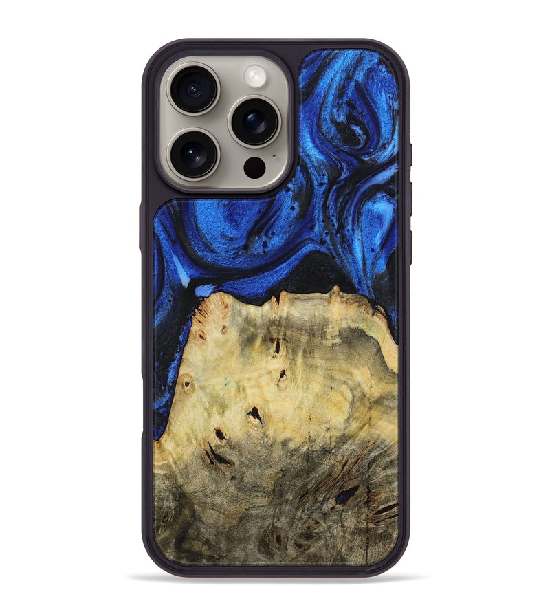 iPhone 16 Pro Max Wood+Resin Phone Case - Chris (Blue, 722821)