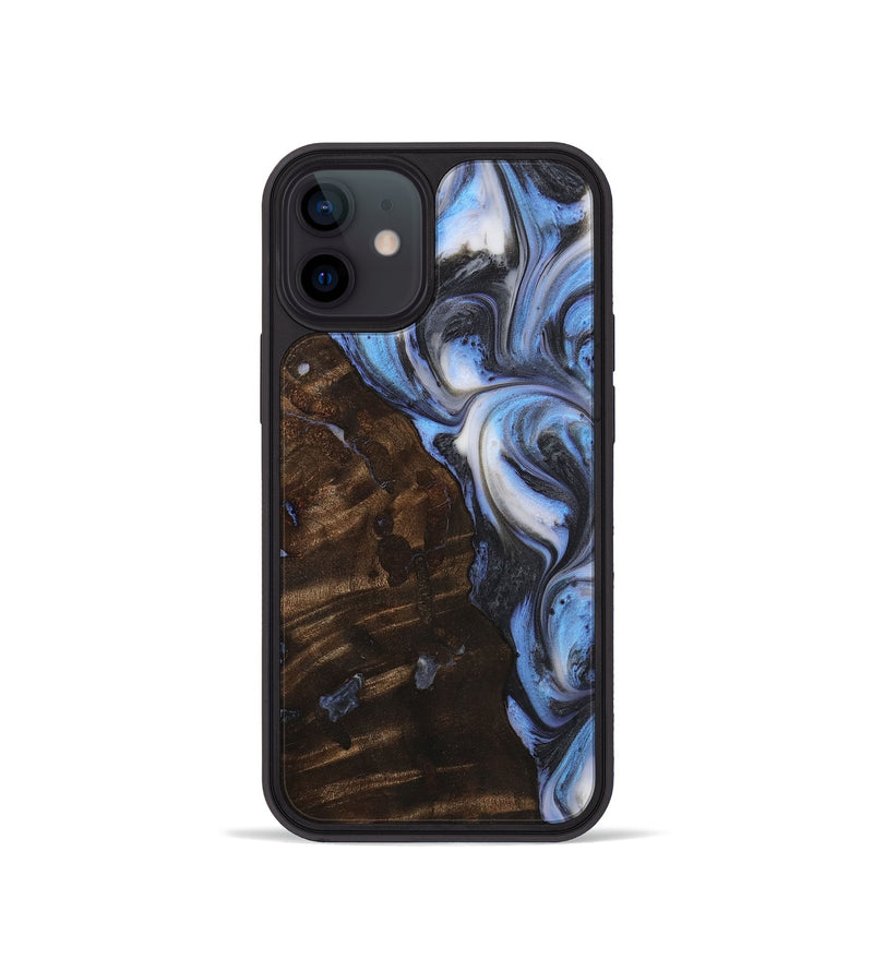 iPhone 12 mini Wood+Resin Phone Case - Theodore (Blue, 722822)