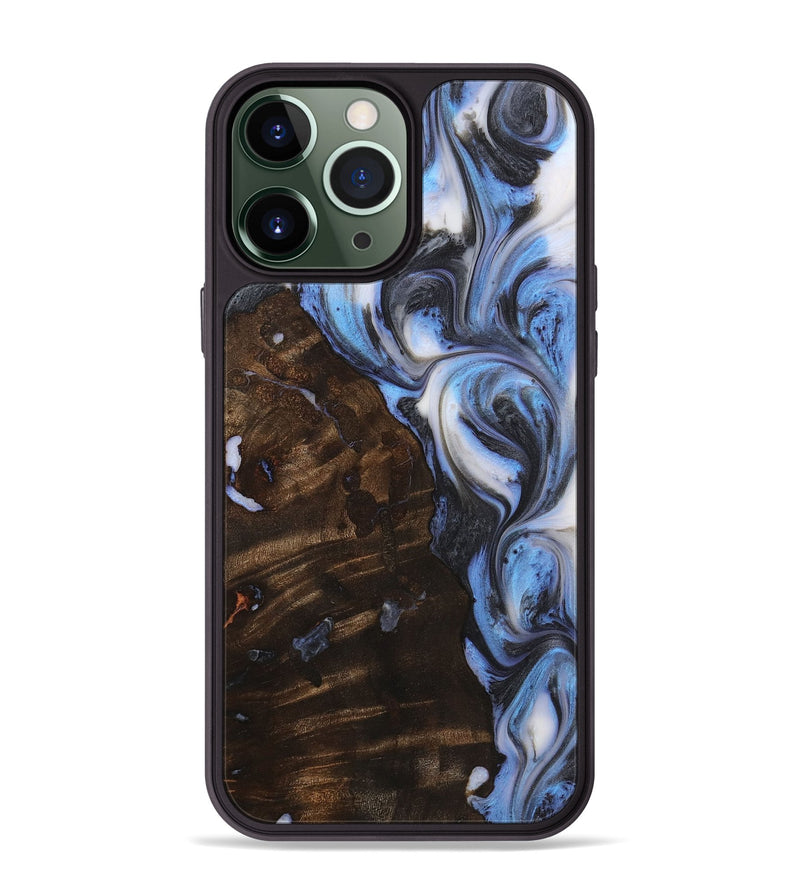 iPhone 13 Pro Max Wood+Resin Phone Case - Theodore (Blue, 722822)