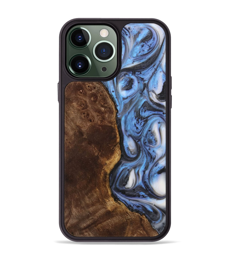 iPhone 13 Pro Max Wood+Resin Phone Case - Charlie (Blue, 722823)