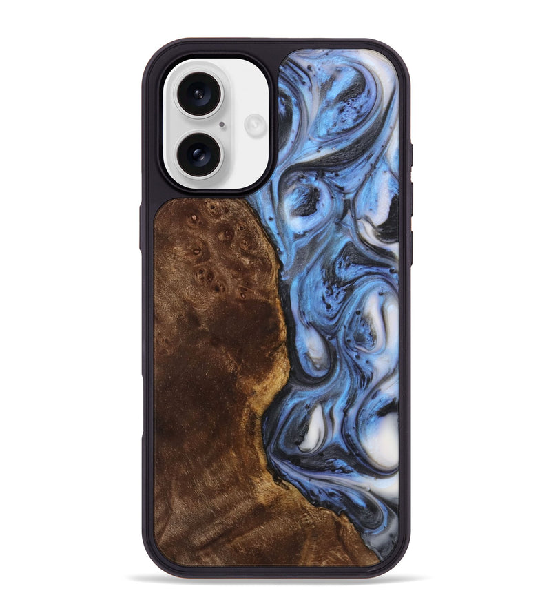 iPhone 16 Plus Wood+Resin Phone Case - Charlie (Blue, 722823)