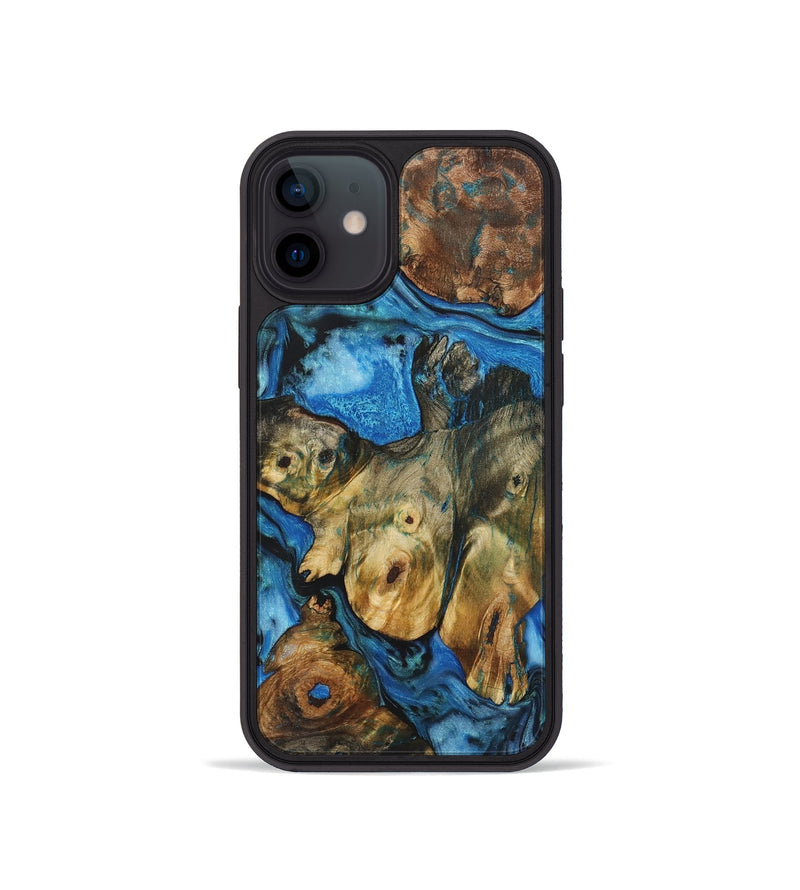 iPhone 12 mini Wood+Resin Phone Case - Tami (Blue, 722824)