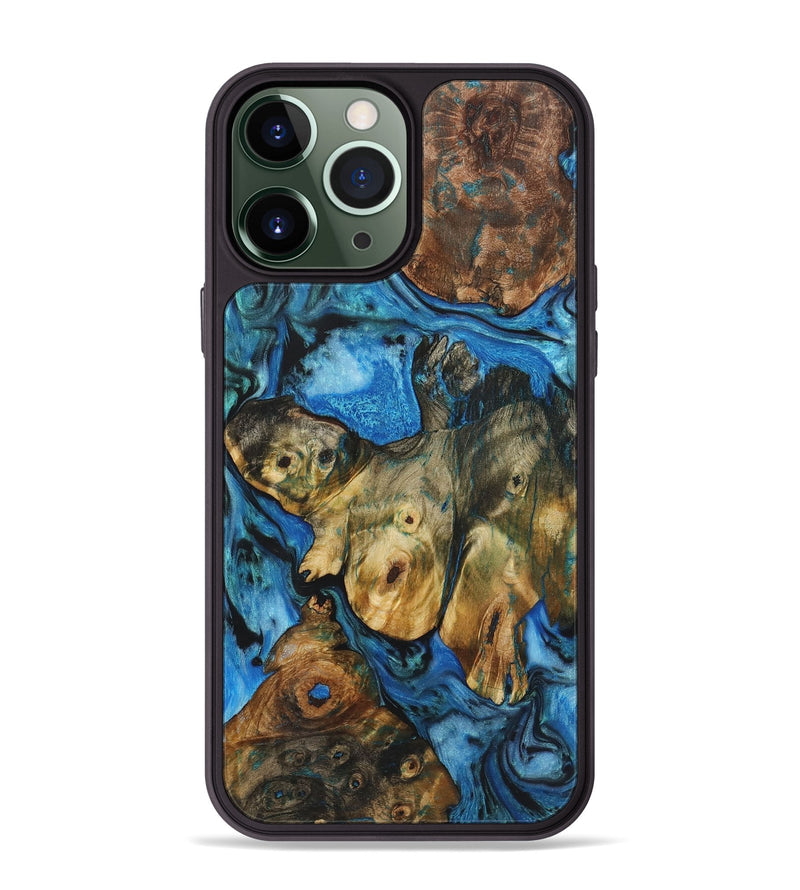 iPhone 13 Pro Max Wood+Resin Phone Case - Tami (Blue, 722824)