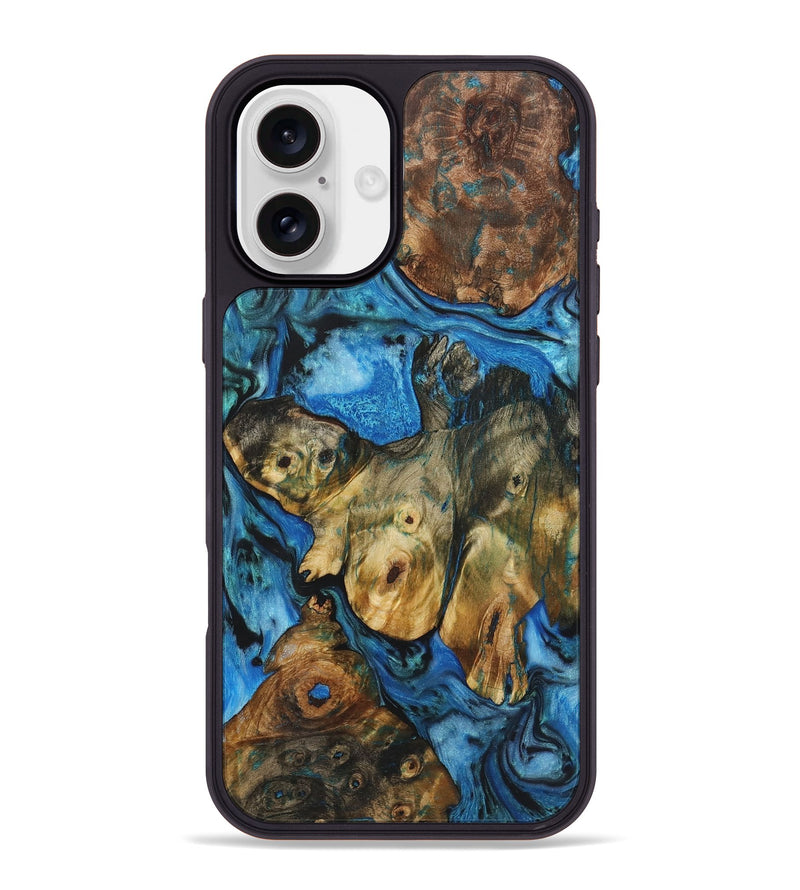 iPhone 16 Plus Wood+Resin Phone Case - Tami (Blue, 722824)