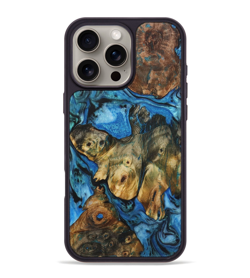 iPhone 16 Pro Max Wood+Resin Phone Case - Tami (Blue, 722824)