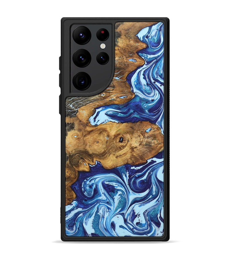 Galaxy S22 Ultra Wood+Resin Phone Case - Isiah (Blue, 722825)