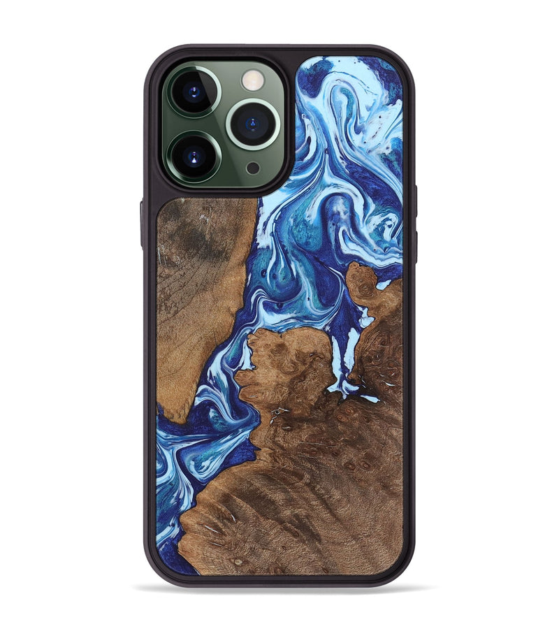 iPhone 13 Pro Max Wood+Resin Phone Case - Morgan (Blue, 722826)