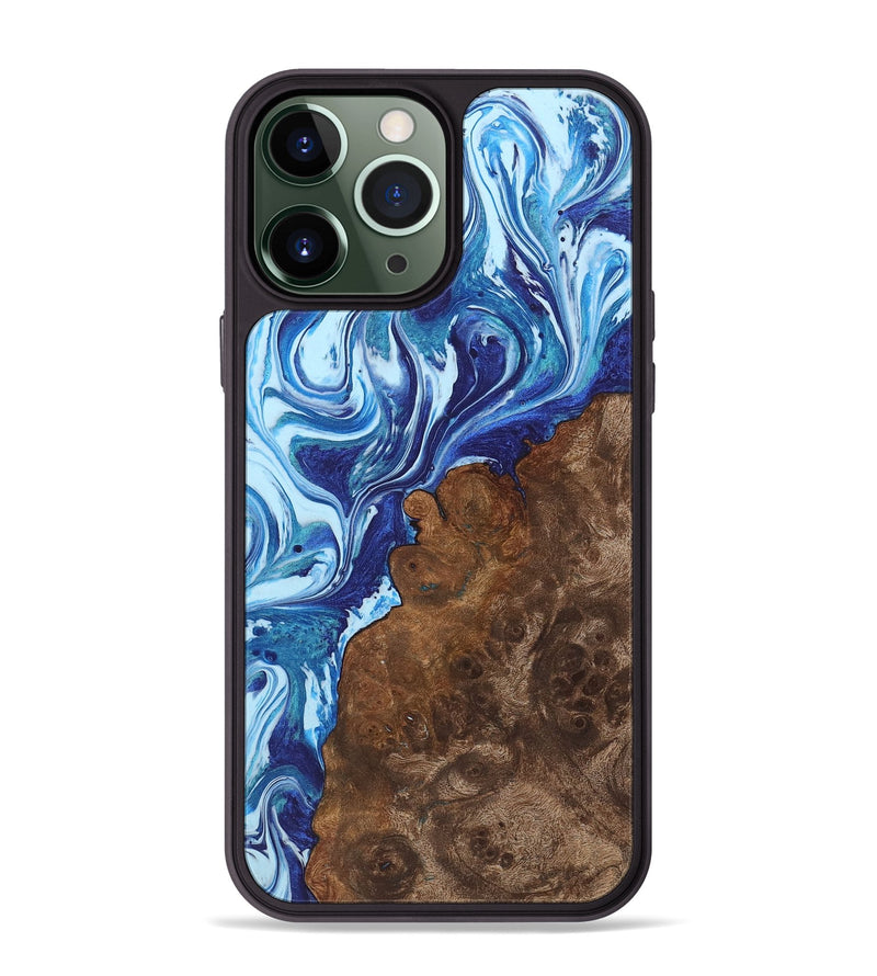 iPhone 13 Pro Max Wood+Resin Phone Case - Rudolph (Blue, 722827)