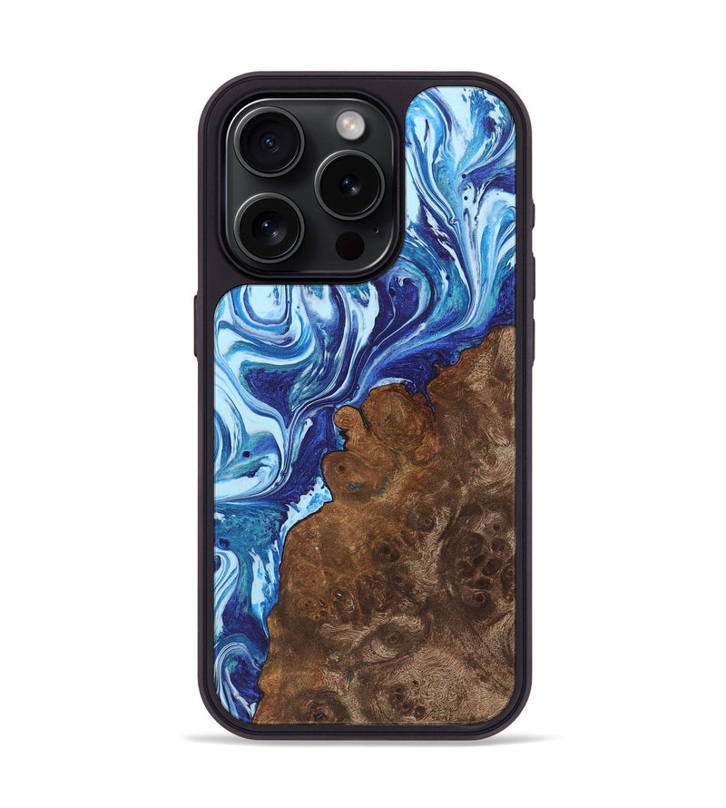 iPhone 15 Pro Wood+Resin Phone Case - Rudolph (Blue, 722827)