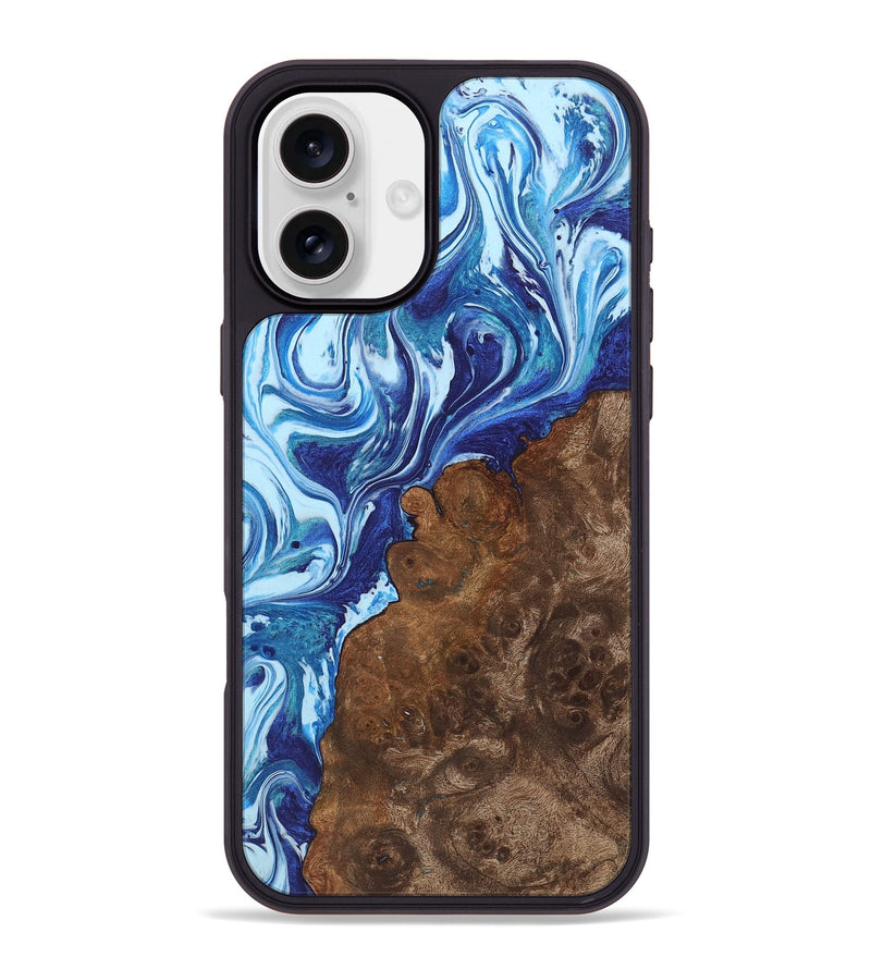 iPhone 16 Plus Wood+Resin Phone Case - Rudolph (Blue, 722827)