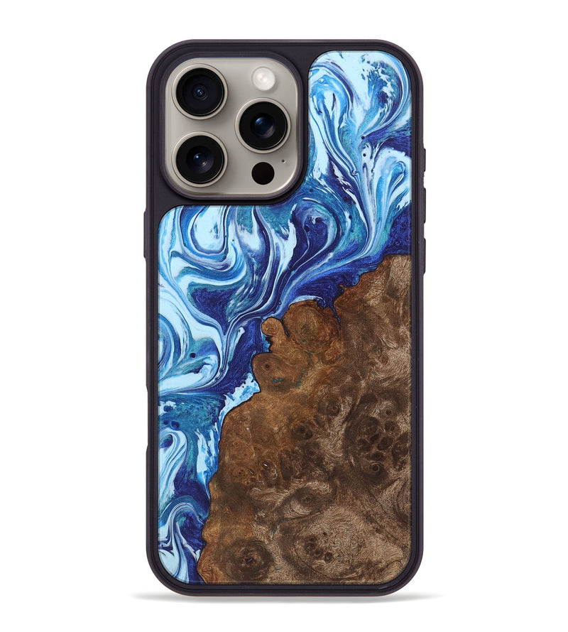 iPhone 16 Pro Max Wood+Resin Phone Case - Rudolph (Blue, 722827)