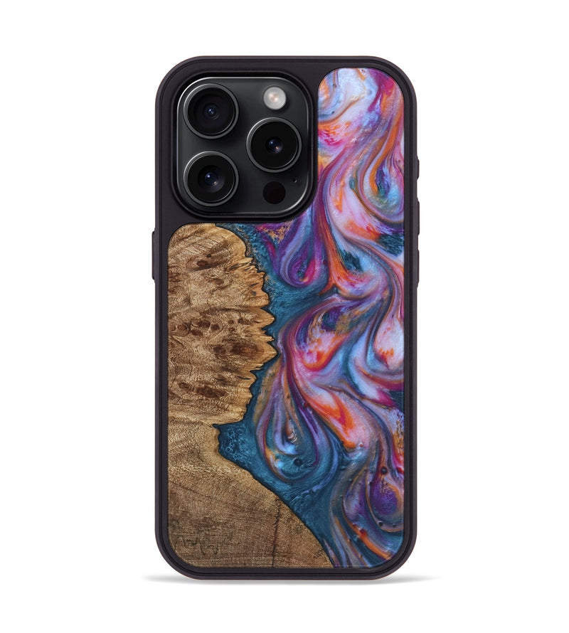 iPhone 15 Pro Wood+Resin Phone Case - Trenton (Blue, 722829)