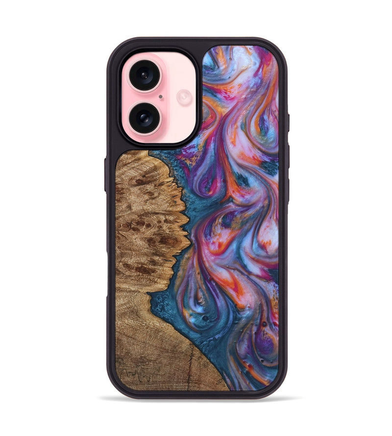 iPhone 16 Wood+Resin Phone Case - Trenton (Blue, 722829)