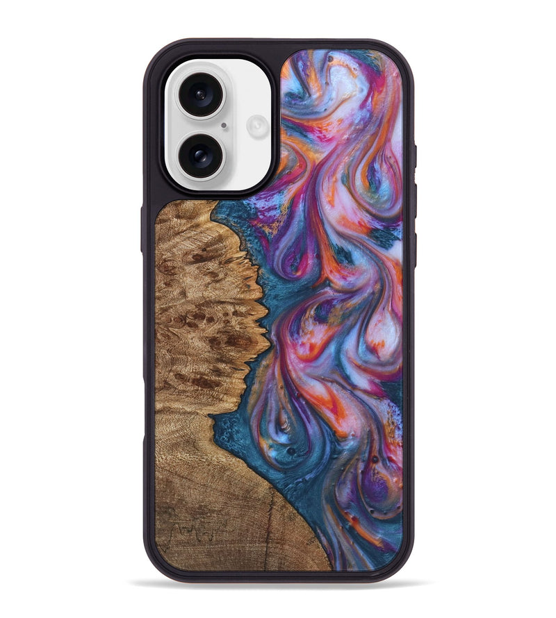 iPhone 16 Plus Wood+Resin Phone Case - Trenton (Blue, 722829)