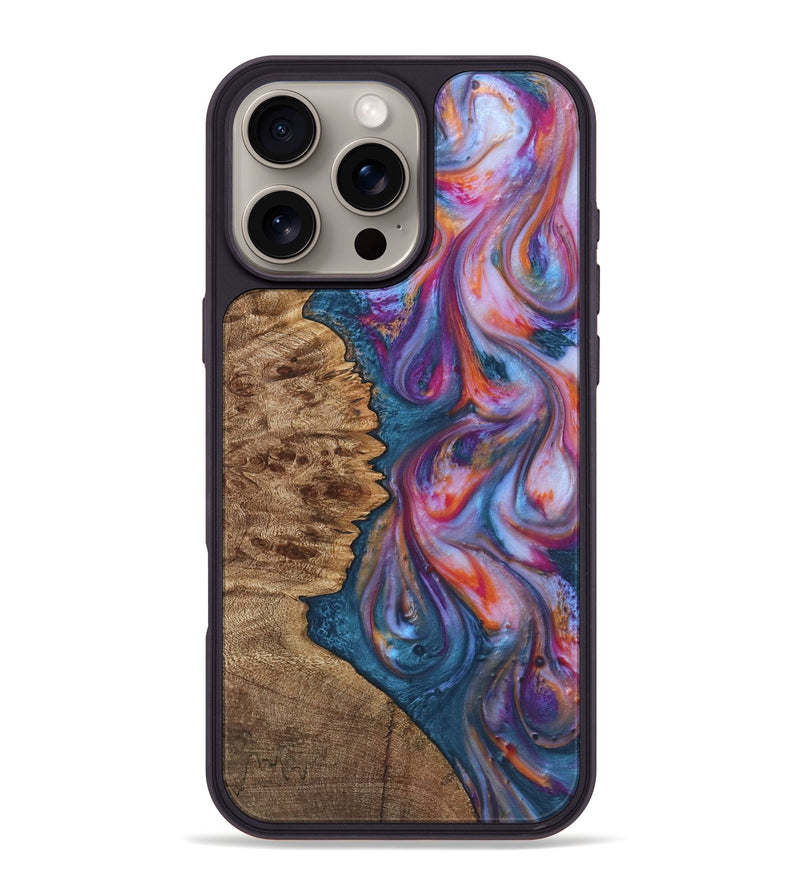 iPhone 16 Pro Max Wood+Resin Phone Case - Trenton (Blue, 722829)