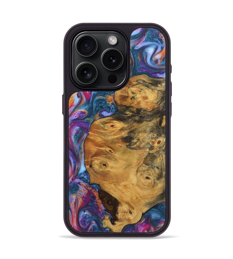 iPhone 15 Pro Wood+Resin Phone Case - Morgan (Blue, 722830)