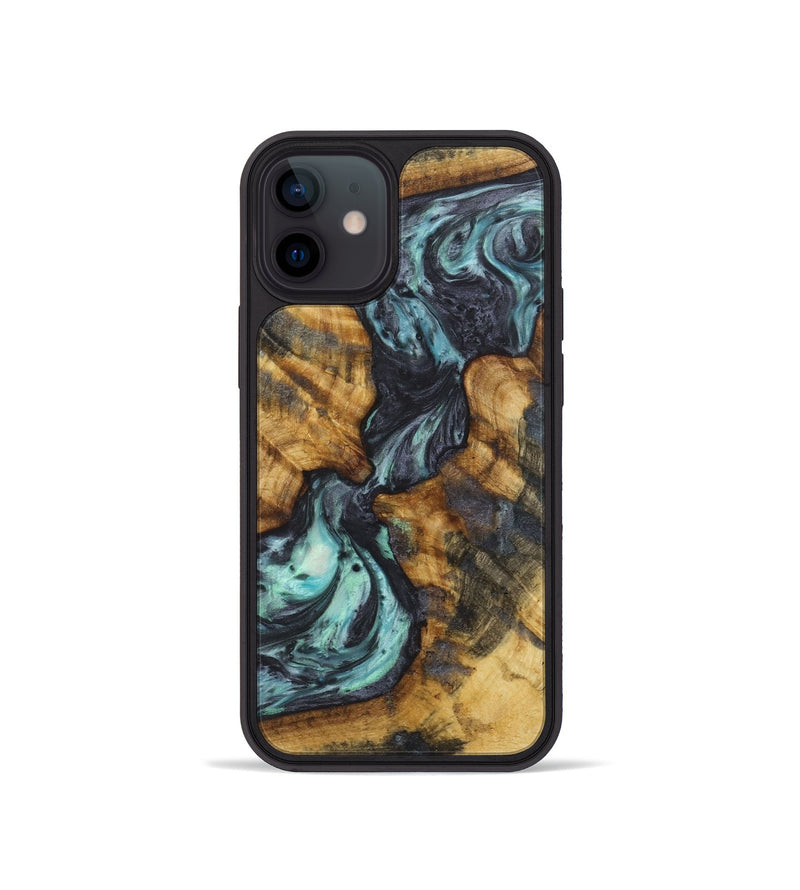 iPhone 12 mini Wood+Resin Phone Case - Amanda (Blue, 722831)