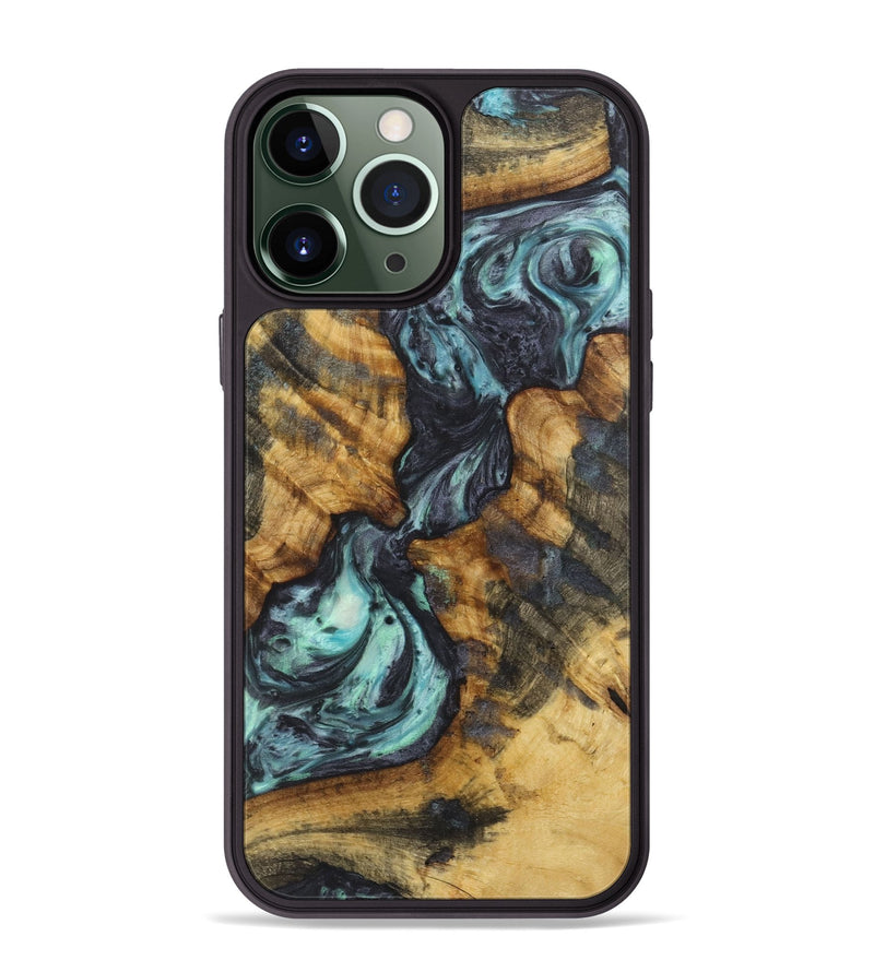 iPhone 13 Pro Max Wood+Resin Phone Case - Amanda (Blue, 722831)