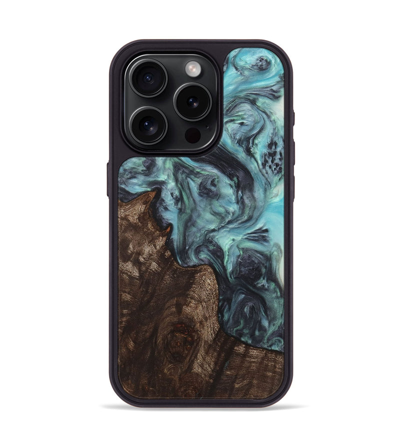 iPhone 15 Pro Wood+Resin Phone Case - Iva (Blue, 722832)