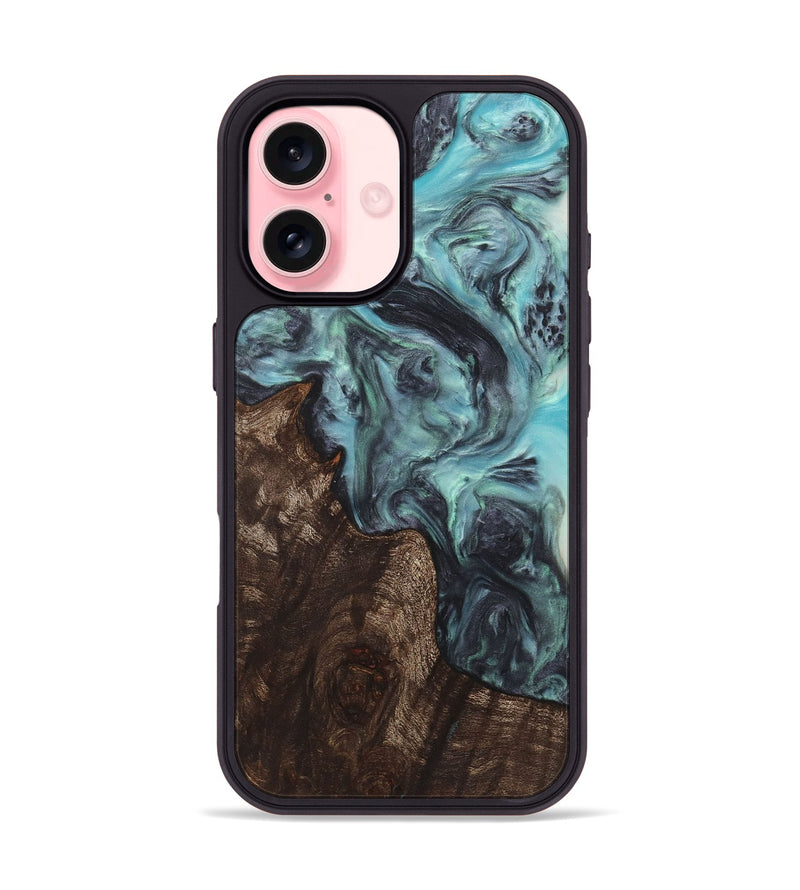 iPhone 16 Wood+Resin Phone Case - Iva (Blue, 722832)