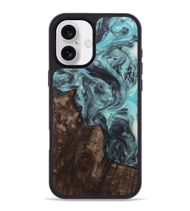 iPhone 16 Plus Wood+Resin Phone Case - Iva (Blue, 722832)