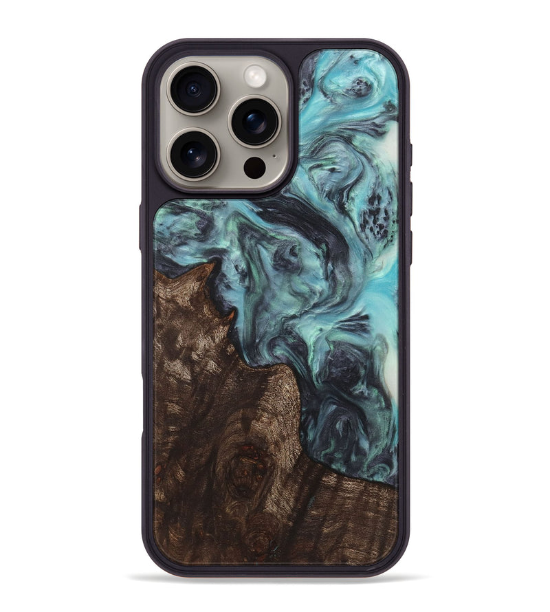 iPhone 16 Pro Max Wood+Resin Phone Case - Iva (Blue, 722832)