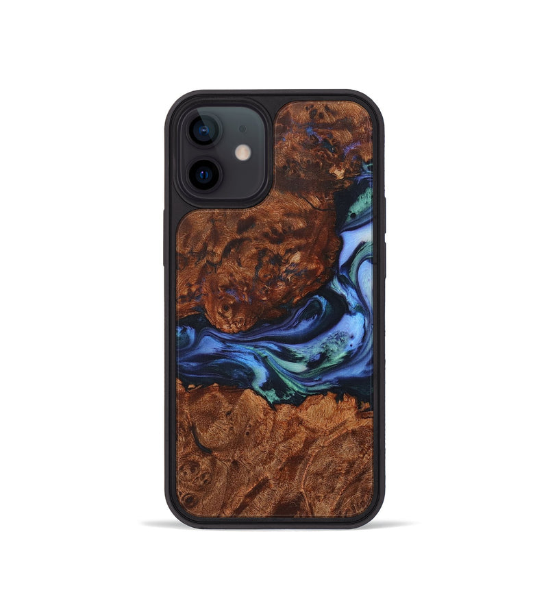 iPhone 12 mini Wood+Resin Phone Case - Jenifer (Blue, 722834)