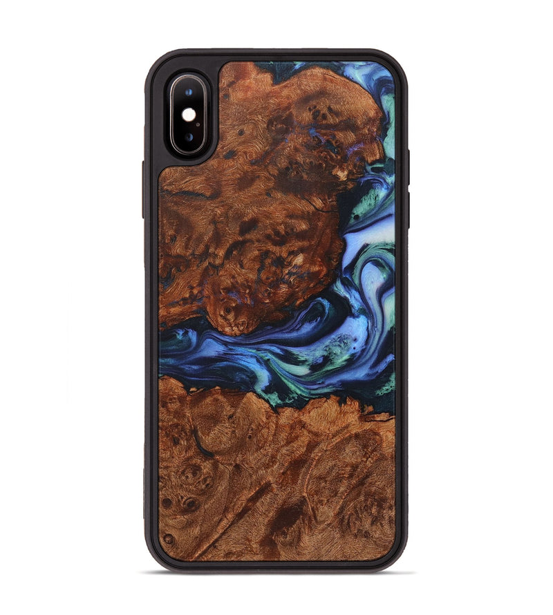 iPhone Xs Max Wood+Resin Phone Case - Jenifer (Blue, 722834)