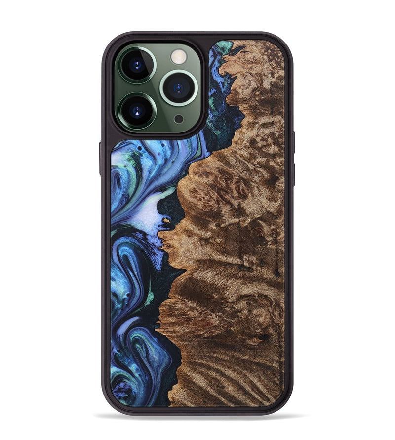 iPhone 13 Pro Max Wood+Resin Phone Case - Doug (Blue, 722835)