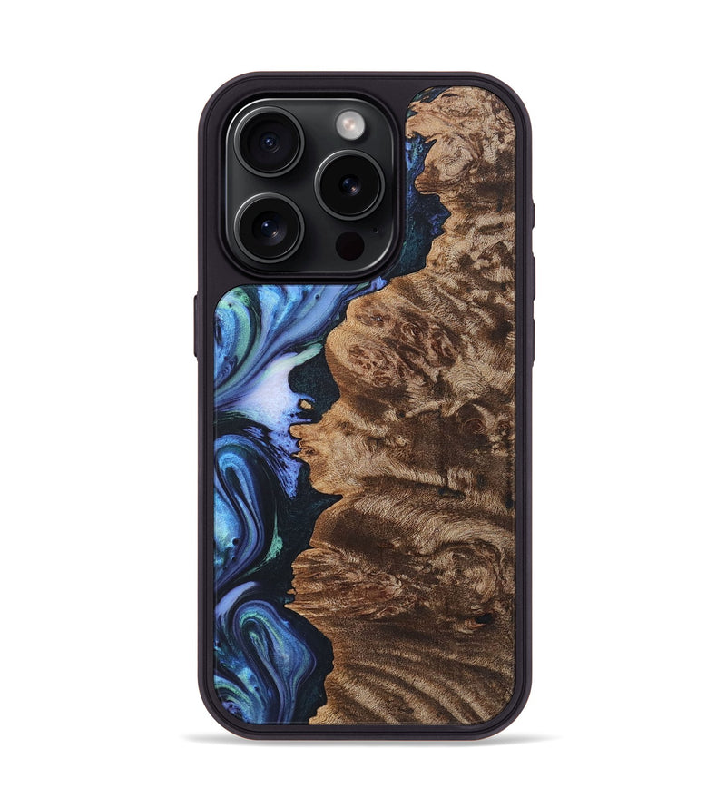 iPhone 15 Pro Wood+Resin Phone Case - Doug (Blue, 722835)