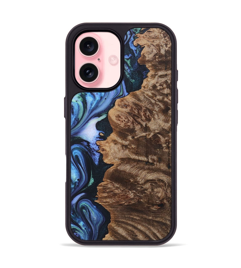 iPhone 16 Wood+Resin Phone Case - Doug (Blue, 722835)