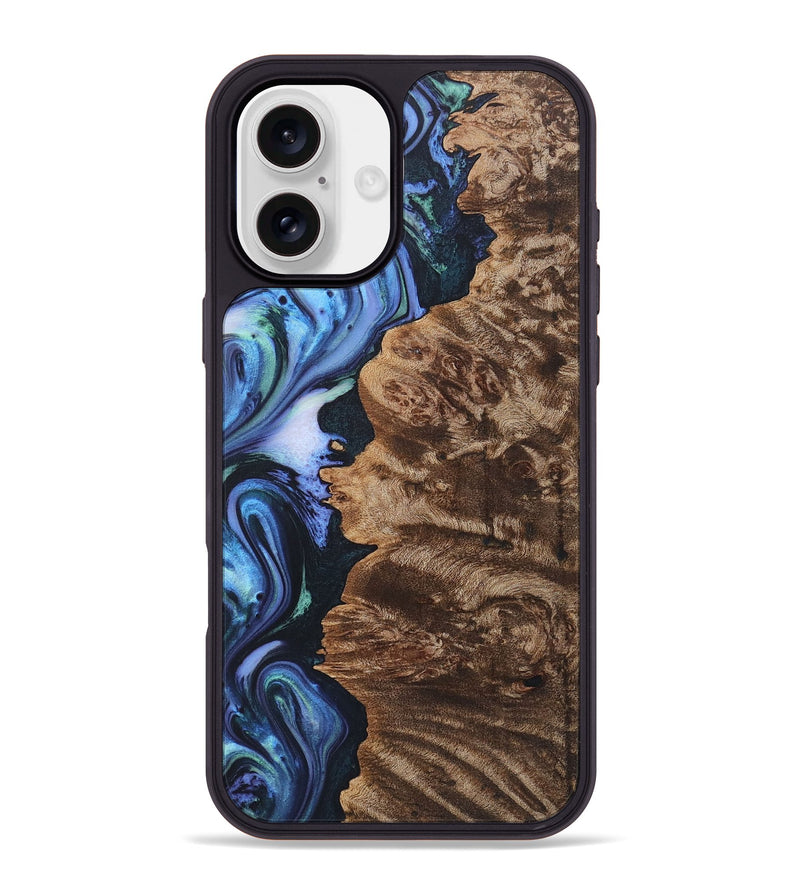 iPhone 16 Plus Wood+Resin Phone Case - Doug (Blue, 722835)