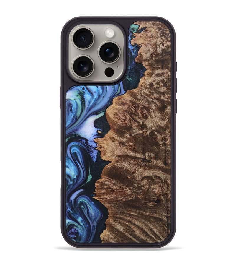 iPhone 16 Pro Max Wood+Resin Phone Case - Doug (Blue, 722835)