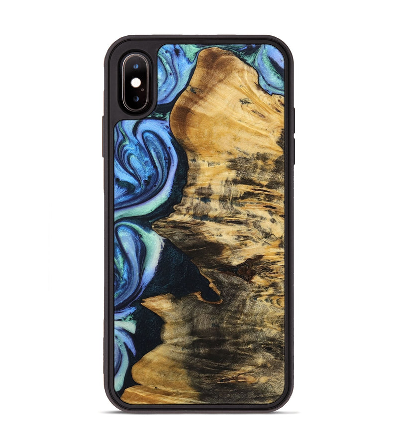 iPhone Xs Max Wood+Resin Phone Case - Conner (Blue, 722836)