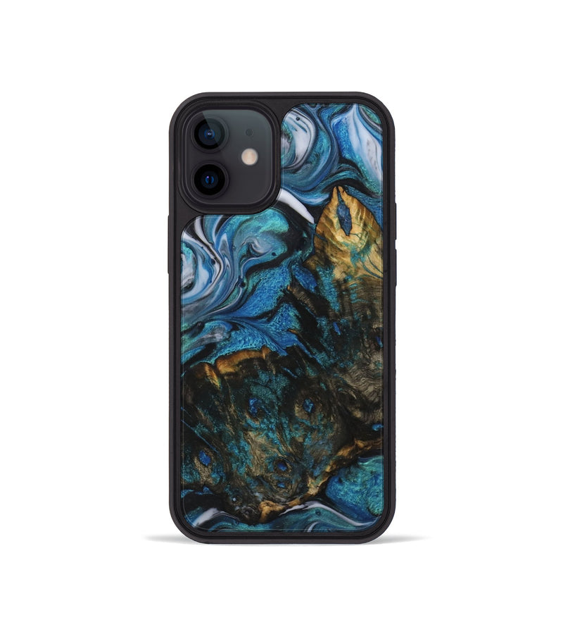 iPhone 12 mini Wood+Resin Phone Case - Jenifer (Blue, 722840)