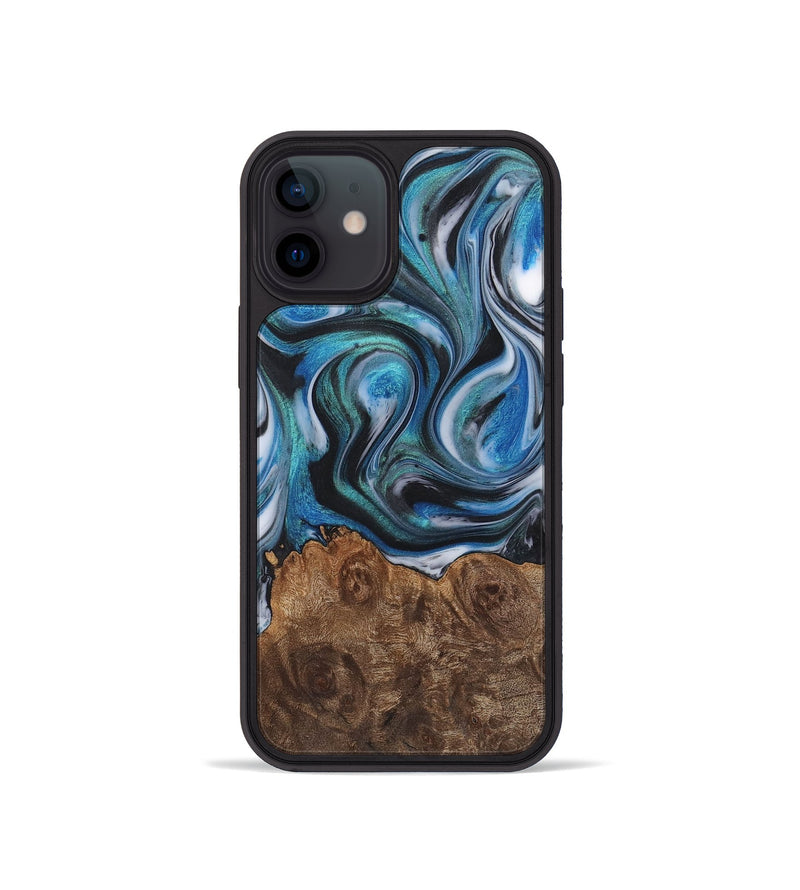 iPhone 12 mini Wood+Resin Phone Case - William (Blue, 722842)