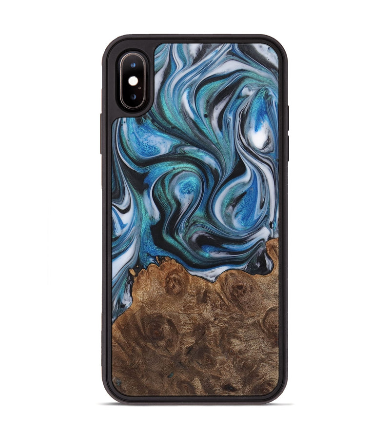 iPhone Xs Max Wood+Resin Phone Case - William (Blue, 722842)