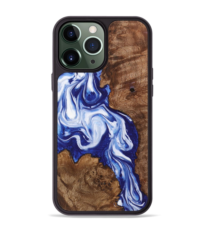 iPhone 13 Pro Max Wood+Resin Phone Case - Annalise (Blue, 722843)