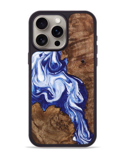 iPhone 15 Pro Max Wood+Resin Phone Case - Annalise (Blue, 722843)