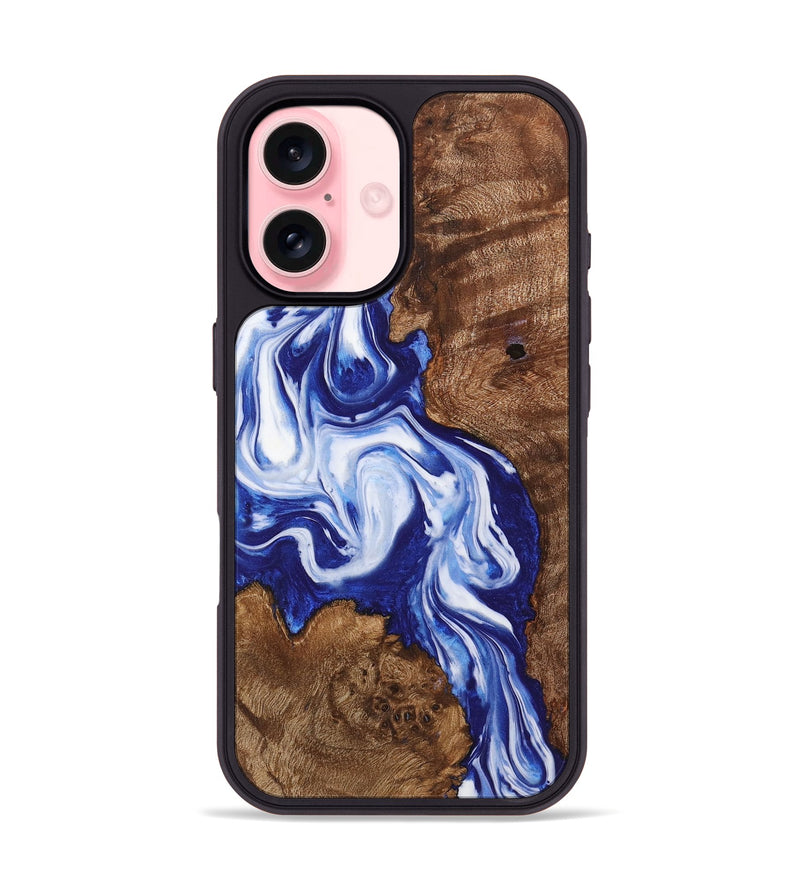 iPhone 16 Wood+Resin Phone Case - Annalise (Blue, 722843)