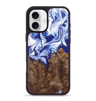 iPhone 16 Plus Wood+Resin Phone Case - Winifred (Blue, 722844)