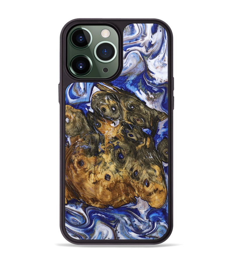 iPhone 13 Pro Max Wood+Resin Phone Case - Lincoln (Blue, 722845)