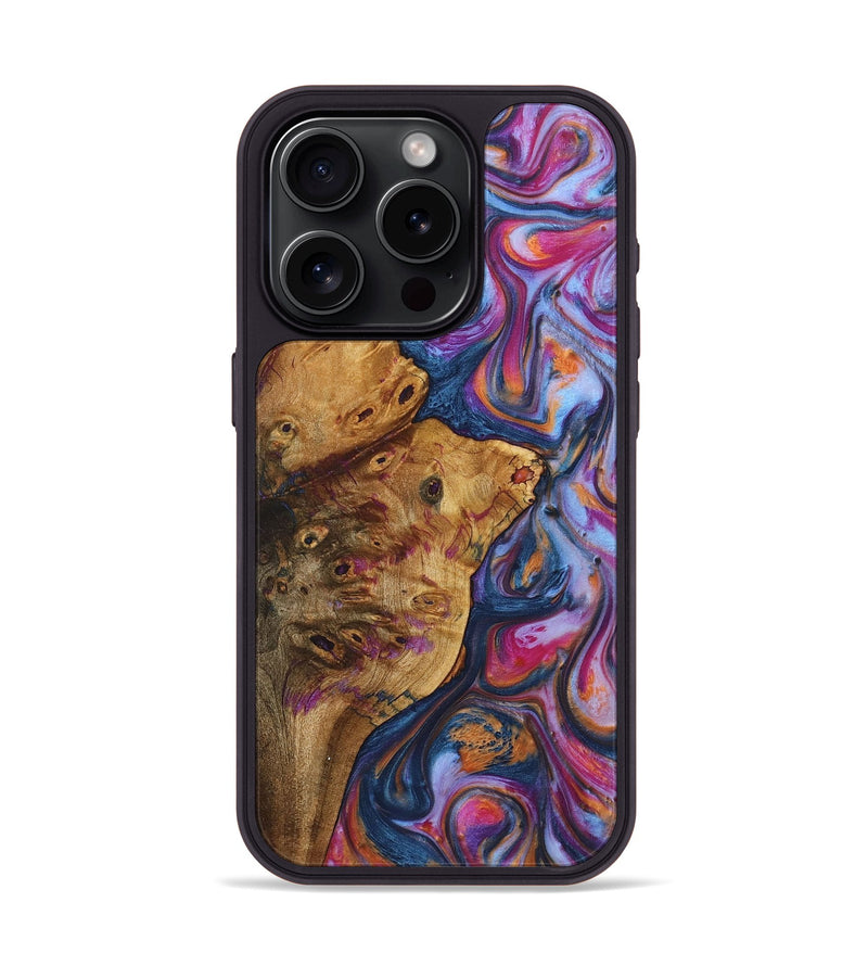 iPhone 15 Pro Wood+Resin Phone Case - Alfred (Blue, 722847)