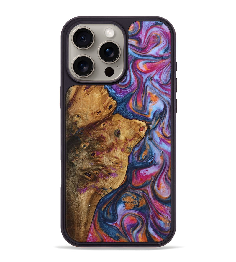 iPhone 16 Pro Max Wood+Resin Phone Case - Alfred (Blue, 722847)