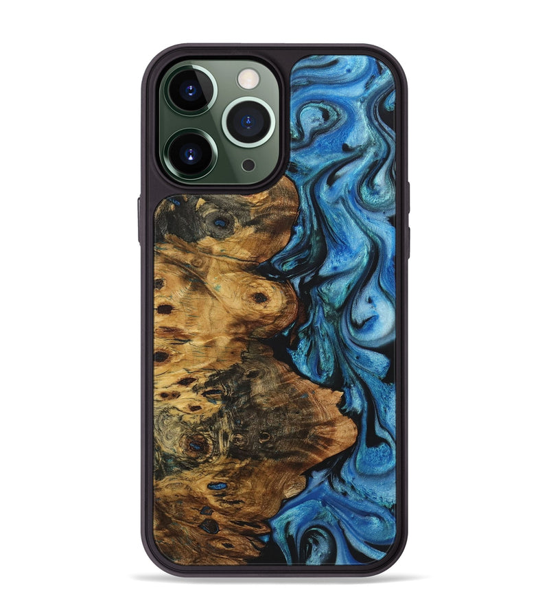 iPhone 13 Pro Max Wood+Resin Phone Case - Norman (Blue, 722850)