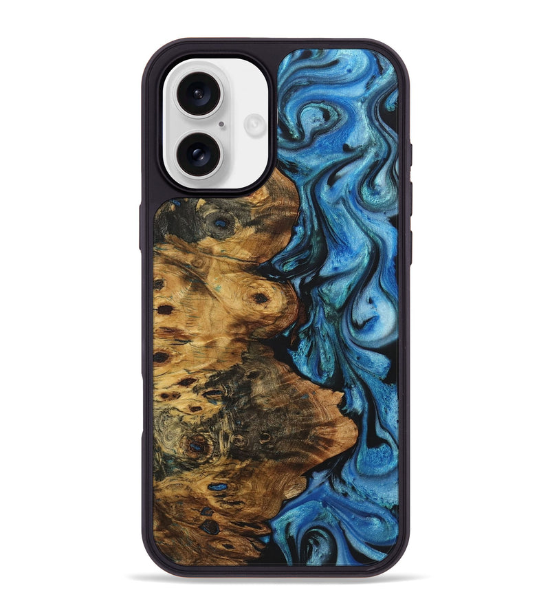 iPhone 16 Plus Wood+Resin Phone Case - Norman (Blue, 722850)