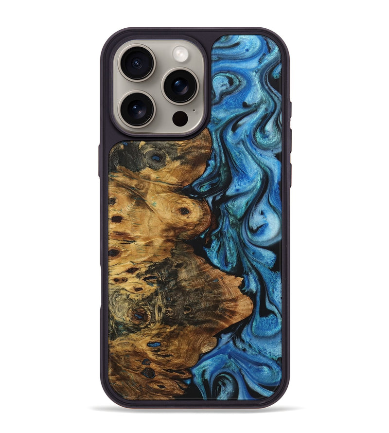 iPhone 16 Pro Max Wood+Resin Phone Case - Norman (Blue, 722850)