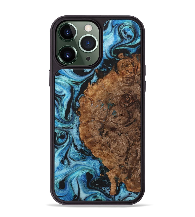 iPhone 13 Pro Max Wood+Resin Phone Case - June (Blue, 722851)