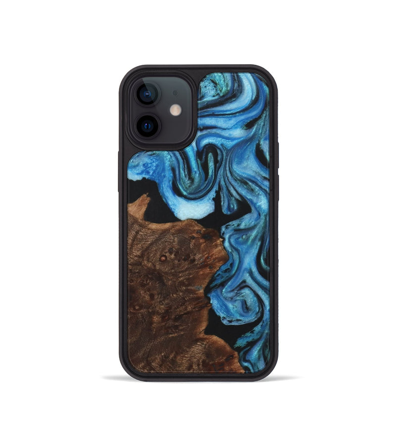 iPhone 12 mini Wood+Resin Phone Case - Sara (Blue, 722852)