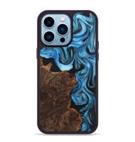 iPhone 14 Pro Max Wood+Resin Phone Case - Sara (Blue, 722852)